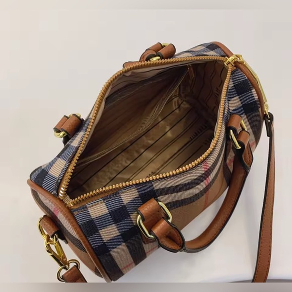 NEW $158 Brit London Preppy Plaid Brown Checkered Women's Bag - Picture 3 of 5